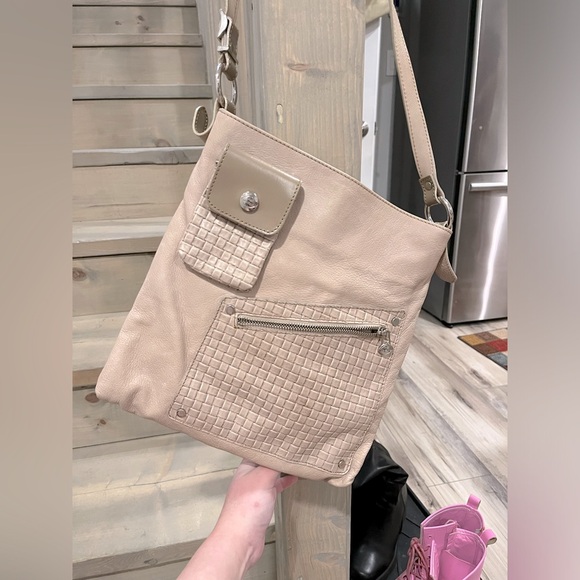 Vintage Taupe Leather Handbag - Picture 1 of 13